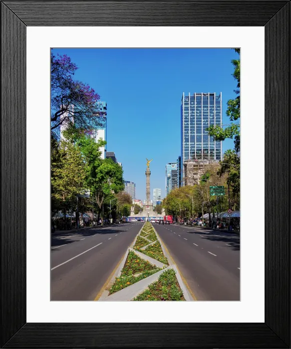 Framed Print : View towards the Angel of Independence, Paseo de la Reforma, Mexico City, Mexico Framed Print : View towards the Angel of Independence, Paseo de la Reforma, Mexico City, Mexico