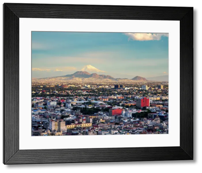 Framed Print : View towards the Volcano Popocatepetl at sunset, Mexico City, Mexico Framed Print : View towards the Volcano Popocatepetl at sunset, Mexico City, Mexico