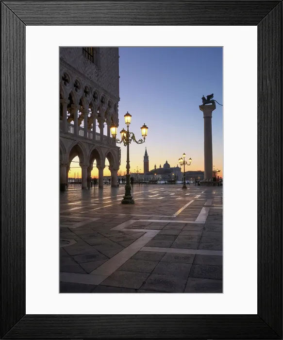 Framed Print : Classic view across St Mark's Square towards San Giorgio Maggiore at dawn, Venice, Italy