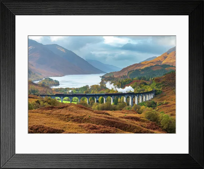 Framed Print : UK, Scotland, Highland, Loch Shiel, Glenfinnan, Glenfinnan Railway Viaduct, part of the West Highland Line, made famous in JK Rowling's Harry Potter as the Hogwarts Express Framed Print : UK, Scotland, Highland, Loch Shiel, Glenfinnan, Glenfinnan Railway Viaduct, part of the West Highland Line, made famous in JK Rowling's Harry Potter as the Hogwarts Express