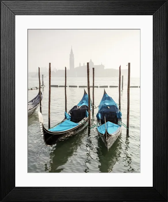 Framed Print : Goldolas on the lagoon at dawn, with San Giorgio Maggiore in the background, Venice, Italy Framed Print : Goldolas on the lagoon at dawn, with San Giorgio Maggiore in the background, Venice, Italy