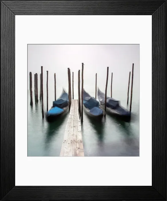 Framed Print : Gondolas and posts in the mist, San Marco, Venice, Italy Framed Print : Gondolas and posts in the mist, San Marco, Venice, Italy