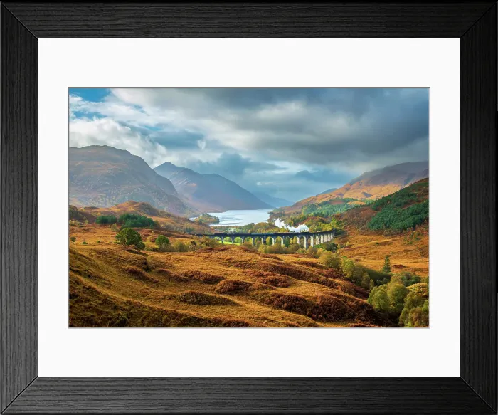 Framed Print : UK, Scotland, Highland, Loch Shiel, Glenfinnan, Glenfinnan Railway Viaduct, part of the West Highland Line, made famous in JK Rowling's Harry Potter as the Hogwarts Express Framed Print : UK, Scotland, Highland, Loch Shiel, Glenfinnan, Glenfinnan Railway Viaduct, part of the West Highland Line, made famous in JK Rowling's Harry Potter as the Hogwarts Express
