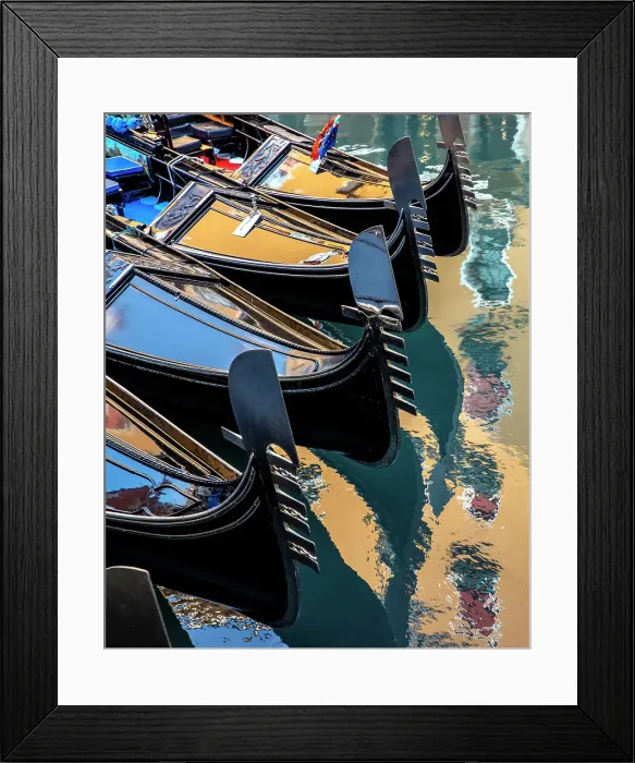 Framed Print : Gondolas with colourful reflections, San Marco, Venice, Italy Framed Print : Gondolas with colourful reflections, San Marco, Venice, Italy