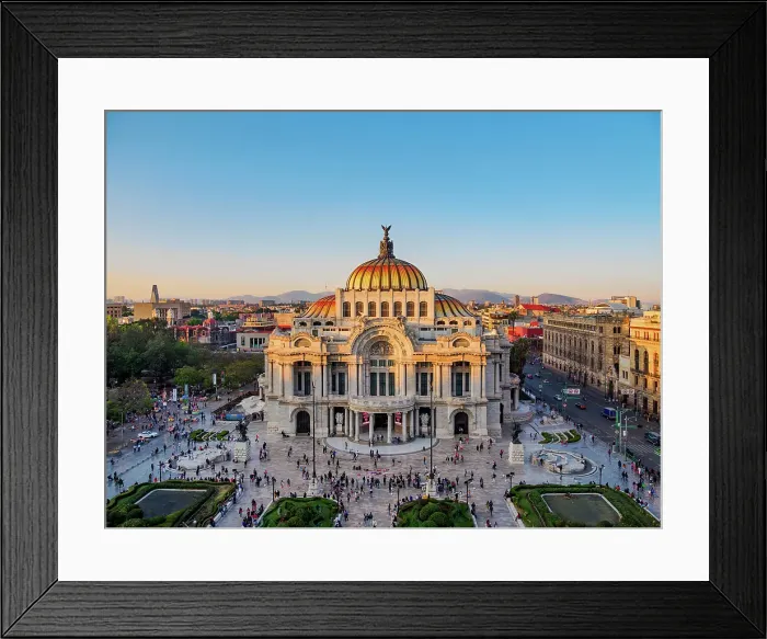 Framed Print : Palacio de Bellas Artes at sunset, elevated view, Mexico City, Mexico Framed Print : Palacio de Bellas Artes at sunset, elevated view, Mexico City, Mexico