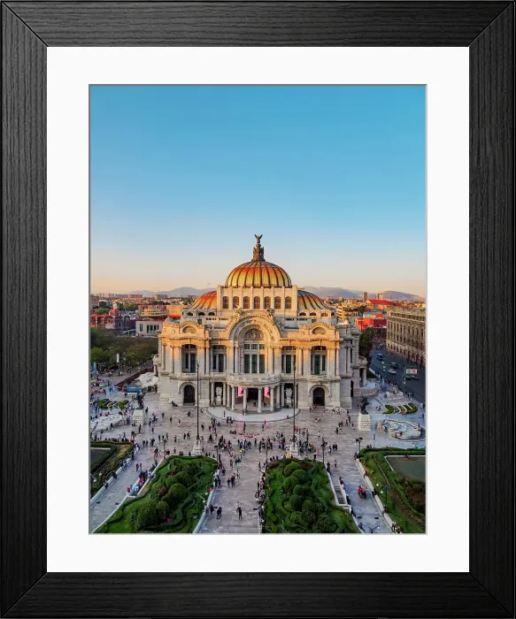 Framed Print : Palacio de Bellas Artes at sunset, elevated view, Mexico City, Mexico Framed Print : Palacio de Bellas Artes at sunset, elevated view, Mexico City, Mexico