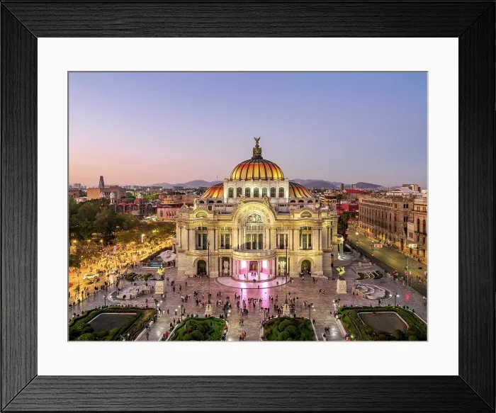 Framed Print : Palacio de Bellas Artes at dusk, elevated view, Mexico City, Mexico Framed Print : Palacio de Bellas Artes at dusk, elevated view, Mexico City, Mexico