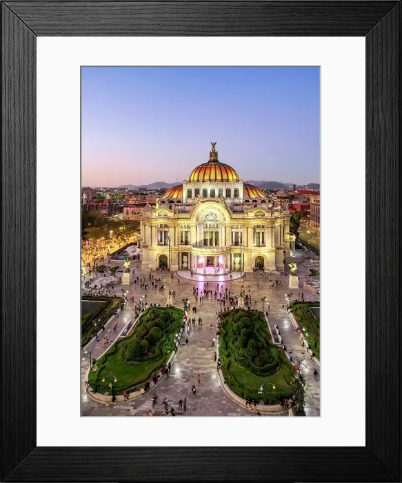 Framed Print : Palacio de Bellas Artes at dusk, elevated view, Mexico City, Mexico Framed Print : Palacio de Bellas Artes at dusk, elevated view, Mexico City, Mexico