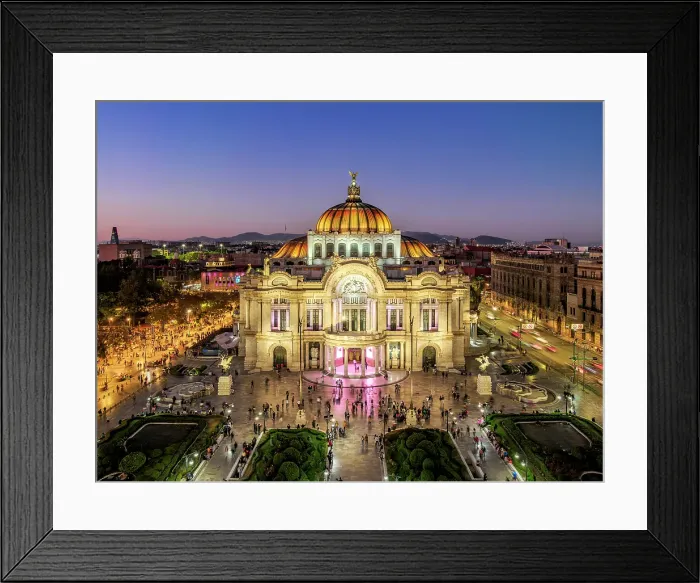 Framed Print : Palacio de Bellas Artes at dusk, elevated view, Mexico City, Mexico Framed Print : Palacio de Bellas Artes at dusk, elevated view, Mexico City, Mexico