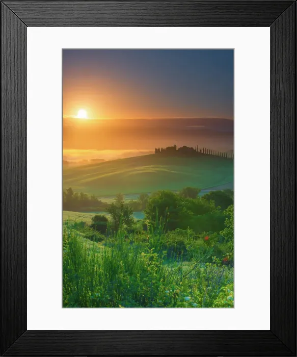 Framed Print : Rolling hills near San QUirico d'Orcia, Tuscany, Italy