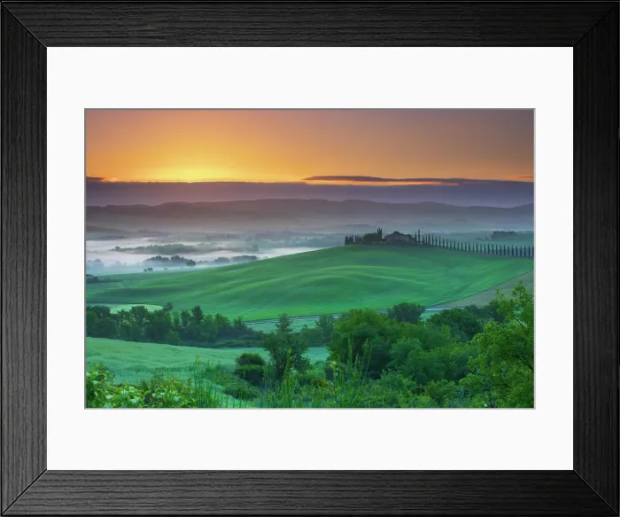 Framed Print : Rolling hills near San QUirico d'Orcia, Tuscany, Italy