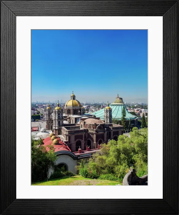 Framed Print : Old and New Basilicas of Guadalupe, elevated view, Villa de Guadalupe, Mexico City, Mexico Framed Print : Old and New Basilicas of Guadalupe, elevated view, Villa de Guadalupe, Mexico City, Mexico