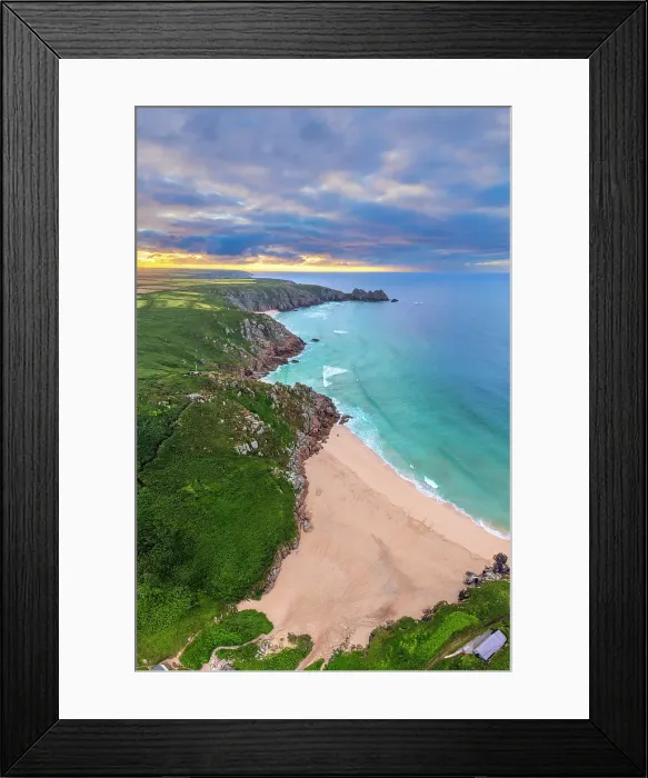 Framed Print : UK, England, Cornwall, Porthcurno, Porthcurno Beach, Green Bay Beach, Pedn Vounder Beach and Logan Rock Headland Framed Print : UK, England, Cornwall, Porthcurno, Porthcurno Beach, Green Bay Beach, Pedn Vounder Beach and Logan Rock Headland