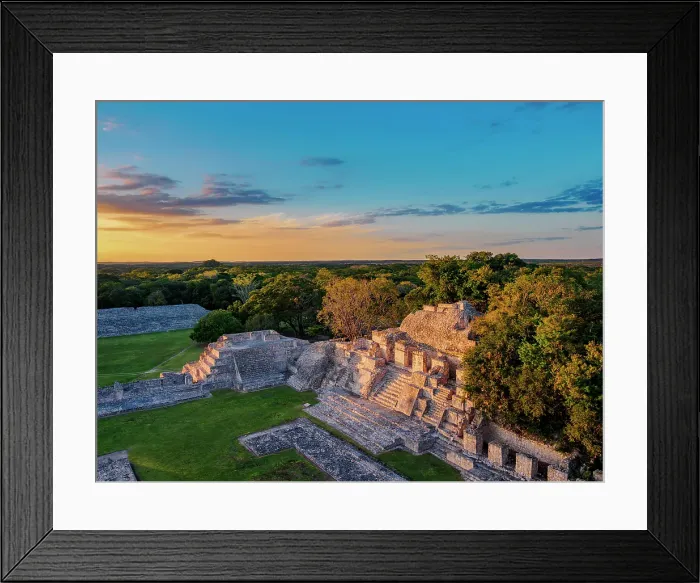 Framed Print : Great Acropolis at sunset, elevated view, Edzna Archaeological Site, Campeche State, Mexico Framed Print : Great Acropolis at sunset, elevated view, Edzna Archaeological Site, Campeche State, Mexico