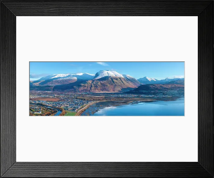 Framed Print : Loch Eli with snow capped Ben Nevis and Fort William, Highland region, Scotland, United Kingdom Framed Print : Loch Eli with snow capped Ben Nevis and Fort William, Highland region, Scotland, United Kingdom