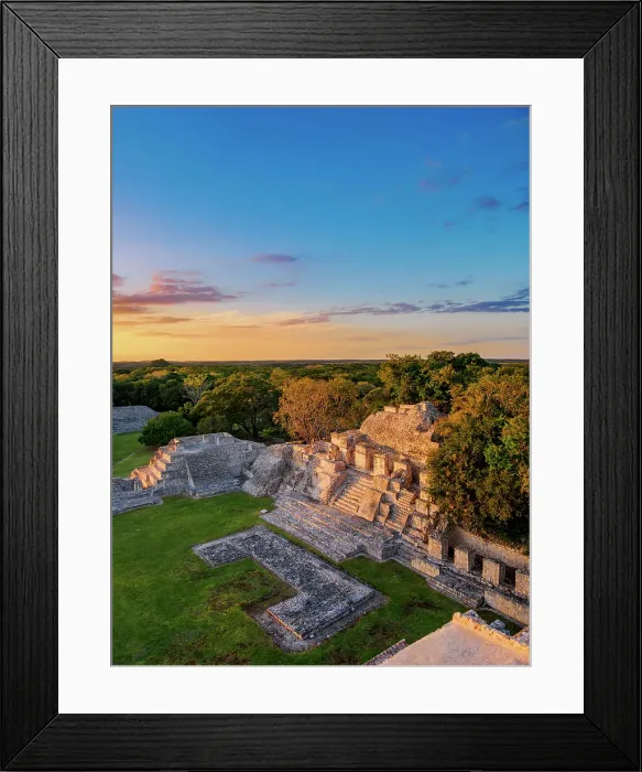 Framed Print : Great Acropolis at sunset, elevated view, Edzna Archaeological Site, Campeche State, Mexico Framed Print : Great Acropolis at sunset, elevated view, Edzna Archaeological Site, Campeche State, Mexico