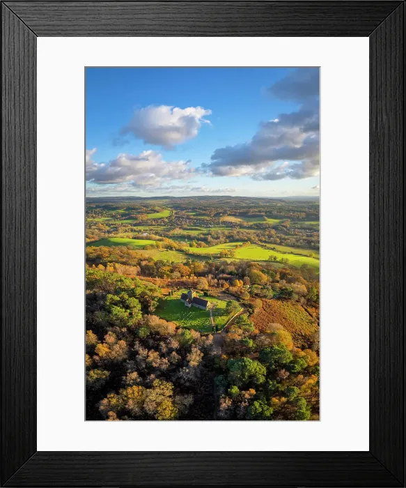 Framed Print : St. Martha's Church on the Pilgrims Way, North Downs, Surrey, England, UK