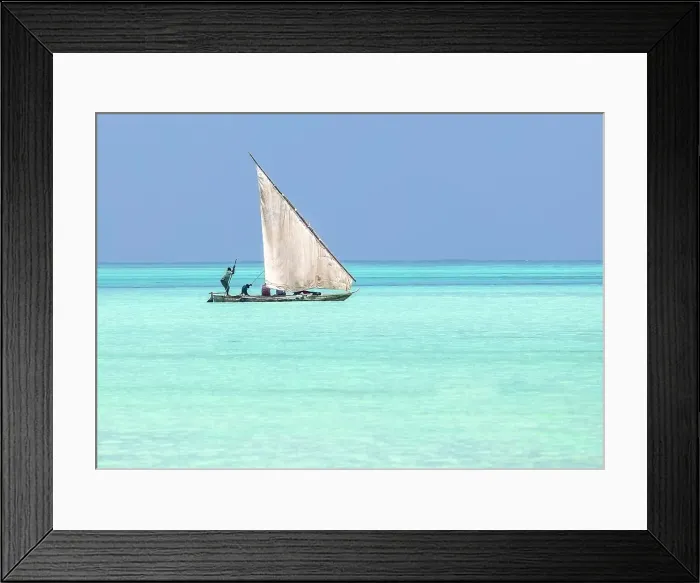 Framed Print : Traditional dhow heading out to sea, Jambiani, Zanzibar, Tanzania Framed Print : Traditional dhow heading out to sea, Jambiani, Zanzibar, Tanzania
