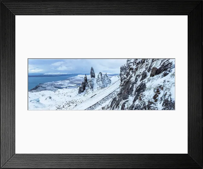 Framed Print : Old Man of Storr and snow covered landscape, Storr Rocks, Isle of Skye, Inner Hebrides, Scotland, United Kingdom Framed Print : Old Man of Storr and snow covered landscape, Storr Rocks, Isle of Skye, Inner Hebrides, Scotland, United Kingdom