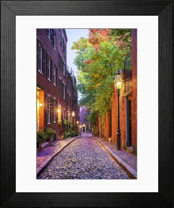 Framed Print : Historic Acorn Street, Boston, Massachusetts, USA Framed Print : Historic Acorn Street, Boston, Massachusetts, USA