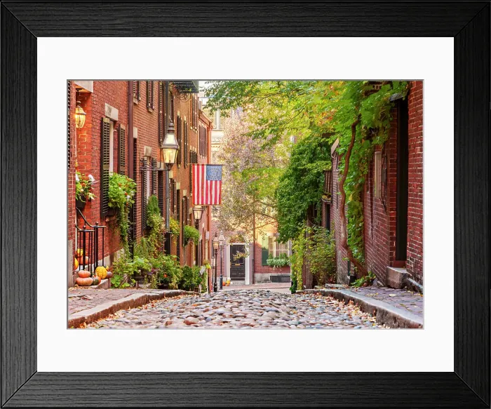 Framed Print : Historic Acorn Street, Boston, Massachusetts, USA Framed Print : Historic Acorn Street, Boston, Massachusetts, USA