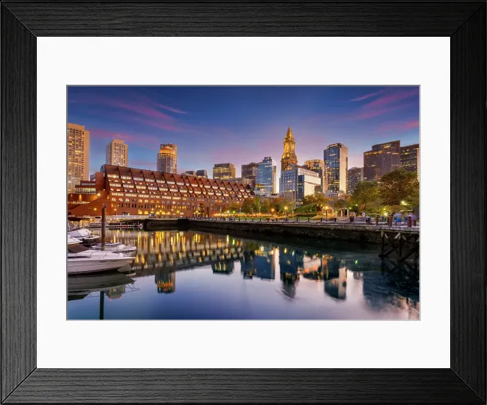 Framed Print : Boston Long Wharf Harbor Walk, Boston, Massachusetts, USA