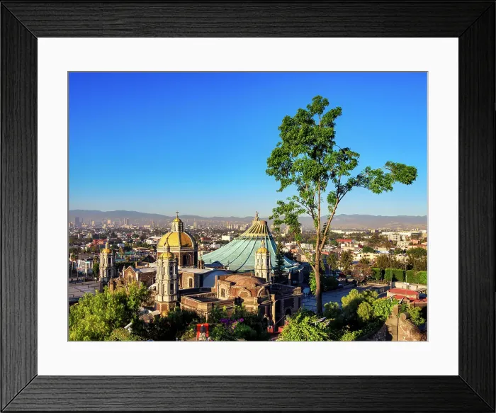 Framed Print : Old and New Basilicas of Guadalupe at sunrise, elevated view, Villa de Guadalupe, Mexico City, Mexico Framed Print : Old and New Basilicas of Guadalupe at sunrise, elevated view, Villa de Guadalupe, Mexico City, Mexico