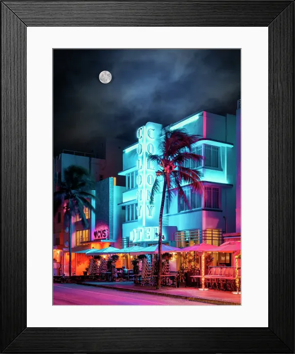 Framed Print : Ocean Drive Art Deco District, illuminated with iconic Neon Colors South Beach, Miami Beach, Florida, USA Framed Print : Ocean Drive Art Deco District, illuminated with iconic Neon Colors South Beach, Miami Beach, Florida, USA