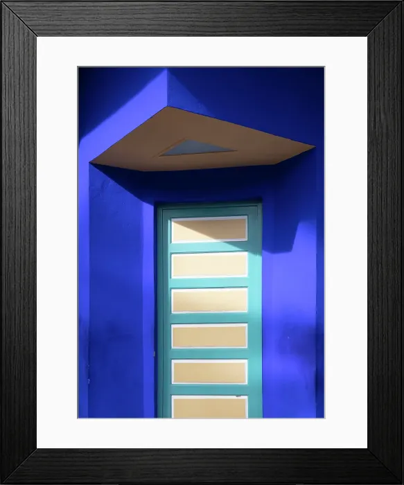 Framed Print : Blue wall and door, Majorelle Gardens, Marrakech, Morocco Framed Print : Blue wall and door, Majorelle Gardens, Marrakech, Morocco