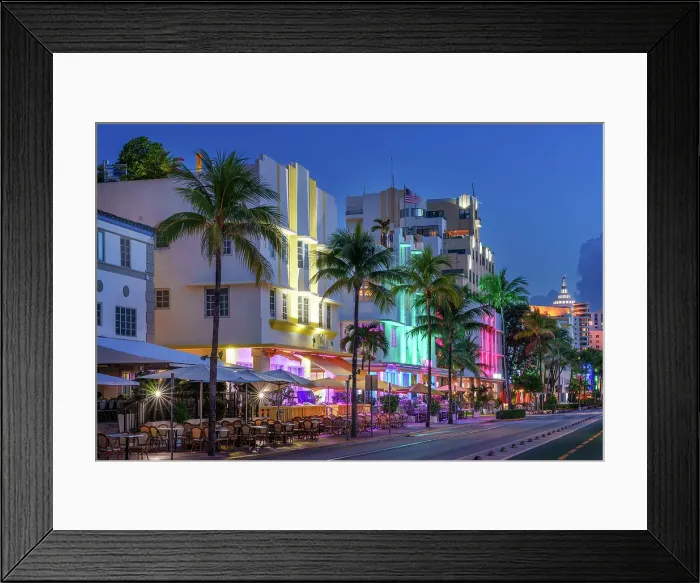 Framed Print : Ocean Drive Art Deco District, illuminated with iconic Neon Colors South Beach, Miami Beach, Florida, USA Framed Print : Ocean Drive Art Deco District, illuminated with iconic Neon Colors South Beach, Miami Beach, Florida, USA