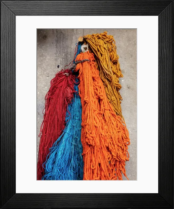 Framed Print : Dyed wool hanging on a wall, Dyer's Souk (Souk Teinturiers), Medina, Marrakech, Morocco Framed Print : Dyed wool hanging on a wall, Dyer's Souk (Souk Teinturiers), Medina, Marrakech, Morocco