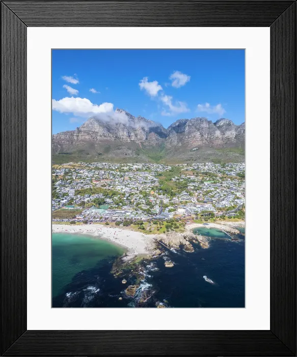 Framed Print : Camps Bay & The Twelve Apostles, Cape Town, Western Cape, South Africa