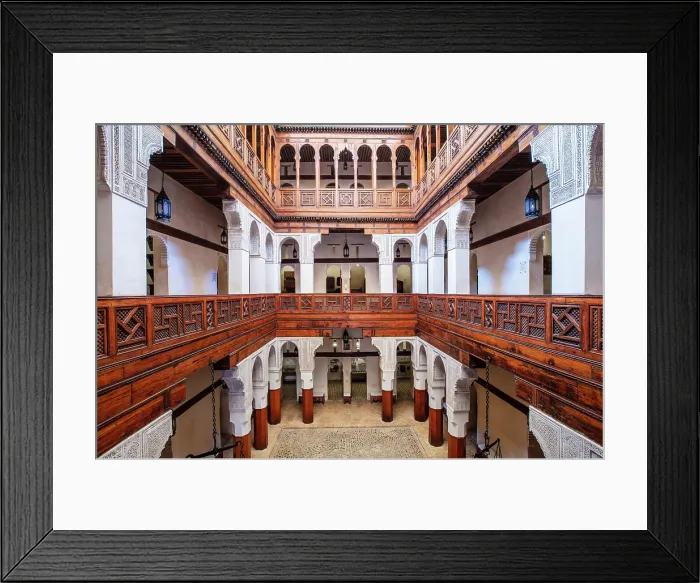 Framed Print : Interior of the Bou Inania Medrasa, the old Koranic school, Fes, Morocco Framed Print : Interior of the Bou Inania Medrasa, the old Koranic school, Fes, Morocco