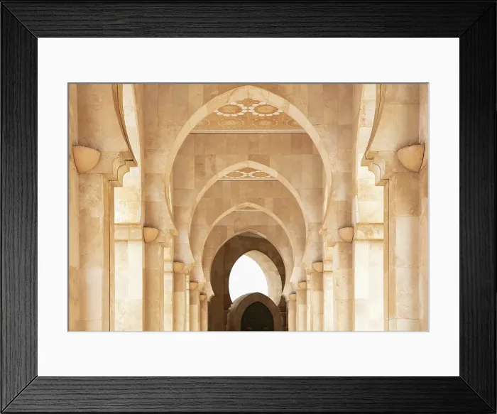 Framed Print : Arches and columns on the exterior of the Mosque of Hassan II, Casablanca, Northern Morocco Framed Print : Arches and columns on the exterior of the Mosque of Hassan II, Casablanca, Northern Morocco