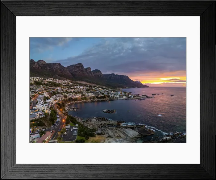 Framed Print : Camps Bay & The Twelve Apostles, Cape Town, Western Cape, South Africa