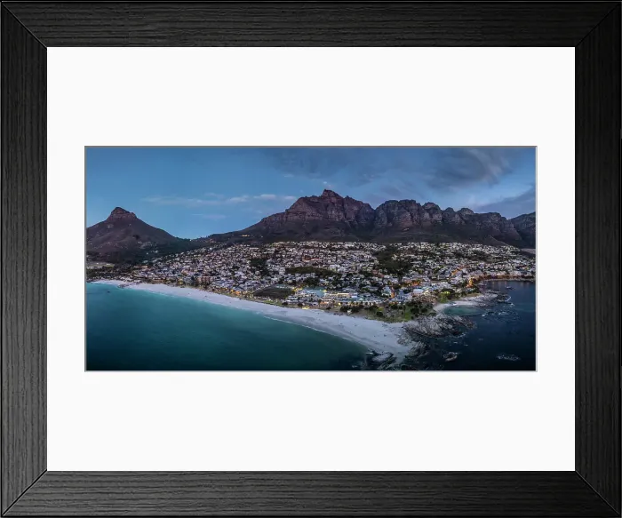 Framed Print : Camps Bay & The Twelve Apostles, Cape Town, Western Cape, South Africa