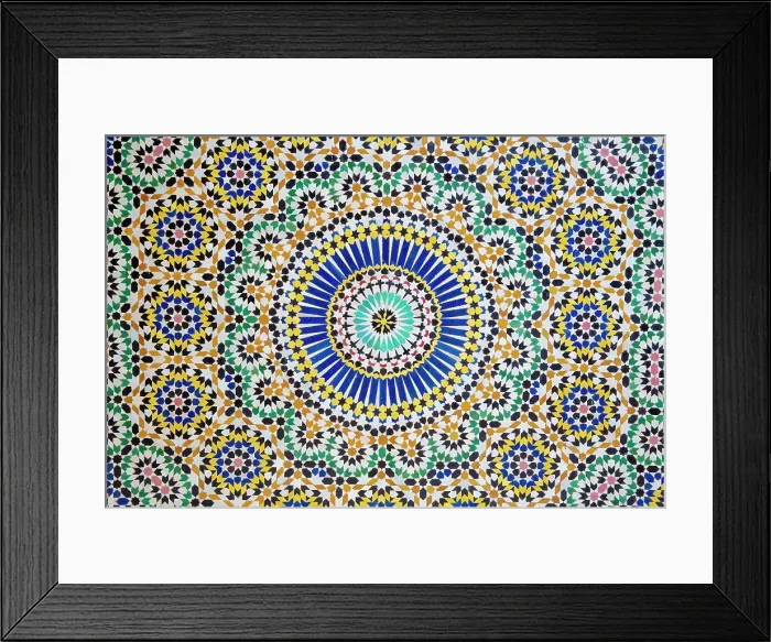 Framed Print : Ornate tile mosaic at the abandoned Telouet Kasbah, Atlas Mountains, Morocco