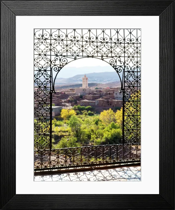 Framed Print : Telouet village from a window at the abandoned Glaoui Telouet Kasbah, Atlas Mountains, Morocco Framed Print : Telouet village from a window at the abandoned Glaoui Telouet Kasbah, Atlas Mountains, Morocco
