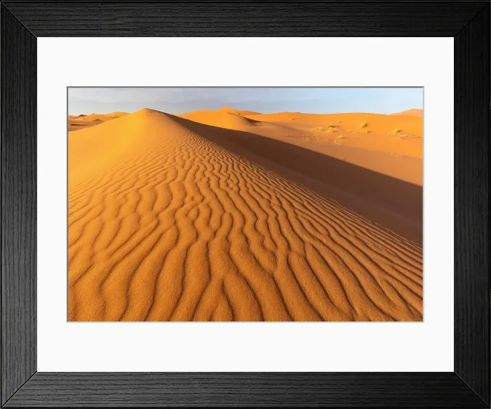 Framed Print : Orange sand dunes and ripples, Erg Chebbi, Sahara Desert, near Merzouga, Morocco Framed Print : Orange sand dunes and ripples, Erg Chebbi, Sahara Desert, near Merzouga, Morocco