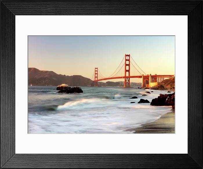 Framed Print : Golden Gate Bridge from Baker Beach at sunset, San Francisco, California, USA Framed Print : Golden Gate Bridge from Baker Beach at sunset, San Francisco, California, USA