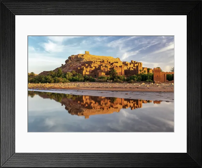 Framed Print : Kasbah Ait Ben Haddou reflecting in river, near Ouarzazate, Morocco Framed Print : Kasbah Ait Ben Haddou reflecting in river, near Ouarzazate, Morocco