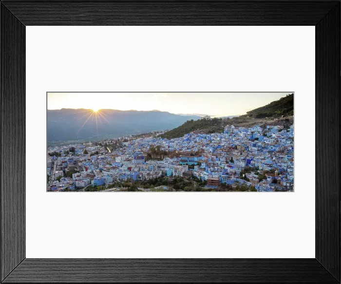 Framed Print : Blue town of Chefchaouen at sunset, Rif Mountain, Morocco Framed Print : Blue town of Chefchaouen at sunset, Rif Mountain, Morocco