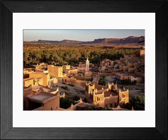 Framed Print : The old town of Nkob at sunset with palmerie in the background, Morocco