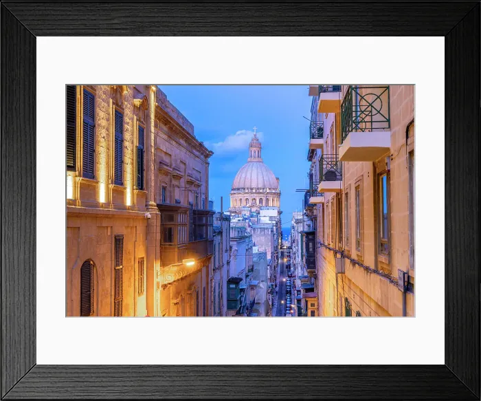 Framed Print : Basilica of Our Lady of Mount Carmel at dusk, Valletta, Malta, Southern Europe Framed Print : Basilica of Our Lady of Mount Carmel at dusk, Valletta, Malta, Southern Europe
