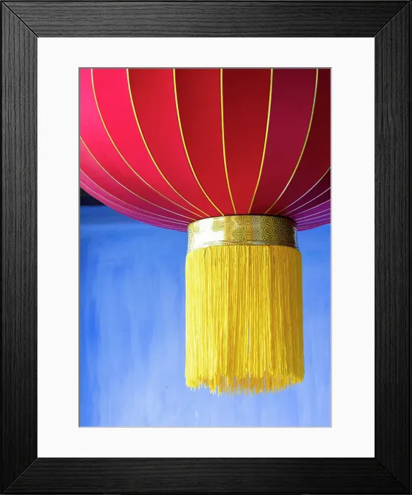 Framed Print : Colourful lantern against blue wall, Hoi An, Vietnam Framed Print : Colourful lantern against blue wall, Hoi An, Vietnam