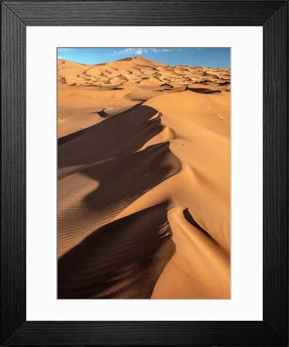 Framed Print : View over the dunes of the Erg Chebbi sand sea, Sahara Desert, near Merzouga, Morocco Framed Print : View over the dunes of the Erg Chebbi sand sea, Sahara Desert, near Merzouga, Morocco
