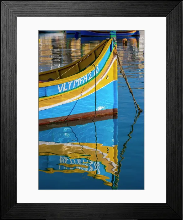 Framed Print : A Colourful Luzzu with the Eye of Osiris in Marsaxlokk Harbour, Marsaxlokk, Malta, Southern Europe