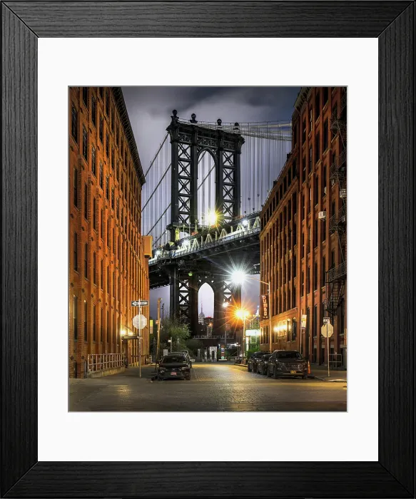 Framed Print : Manhattan Bridge from Washinton Street, Dumbo, Brooklyn, New York City, New York, USA Framed Print : Manhattan Bridge from Washinton Street, Dumbo, Brooklyn, New York City, New York, USA