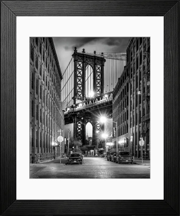 Framed Print : Manhattan Bridge from Washinton Street, Dumbo, Brooklyn, New York City, New York, USA Framed Print : Manhattan Bridge from Washinton Street, Dumbo, Brooklyn, New York City, New York, USA