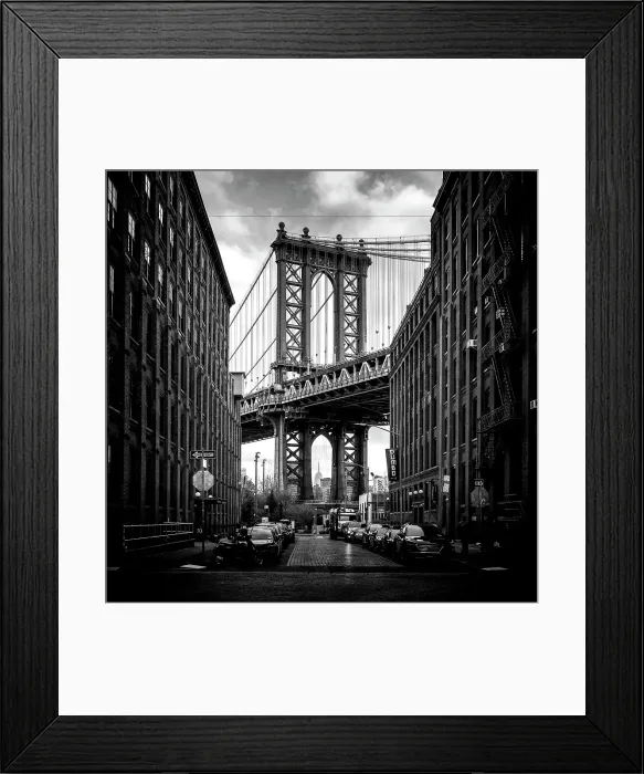 Framed Print : Manhattan Bridge from Washinton Street, Dumbo, Brooklyn, New York City, New York, USA Framed Print : Manhattan Bridge from Washinton Street, Dumbo, Brooklyn, New York City, New York, USA
